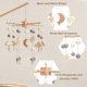 thumbnail image 3 of Mobile Baby Wind Chimes With Felt Balls Moon Stars Baby Room Wooden Crochet Mobilestyle 1, 3 of 5
