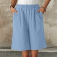 thumbnail image 4 of Arlun Womens High Waist Baggy Shorts Linen Loose Fit Five Point Pants with Pockets Solid Color Wide Leg Summer Shorts 2026 Beach Vacation Thin Breathable Bottoms Blue XL, 4 of 7