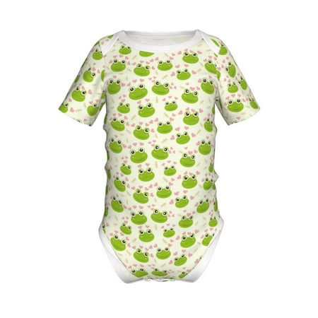 

Junzan Green Frog Print Short-Sleeve Baby Climbing Clothes Bodysuits for Infant One-Piece for Baby Boys & Girls Baby Clothes Baby Romper with Snap Closure-2 Years
