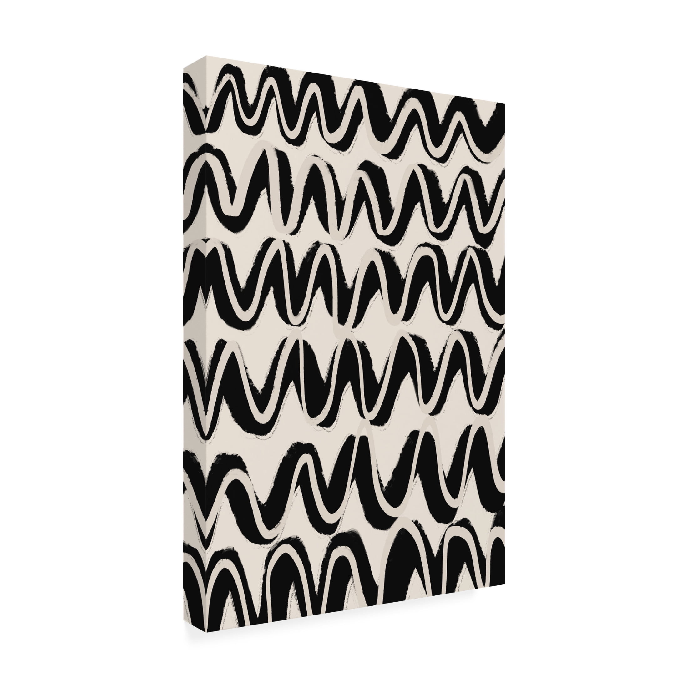 Canvas Wall Art - Treechild 'Beige Black Waves Pattern' Wall Art for Living Room, Bedroom, or Office D?cor by Trademark Fine Art - 12 x 19 Inches