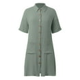 thumbnail image 4 of Women's Flowy Casual Dress Soft Comfortable Loose Fit Button Down Shirt Style Midi Length Breathable Fabric, 4 of 6