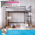 thumbnail image 2 of Max & Lily Solid Wood High Loft Bed,Twin Bed Frame For Kids With Bookcase and Ladder, Grey, 2 of 8