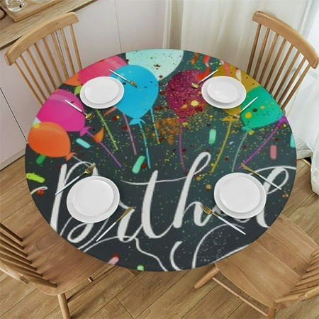 

BCIIG Balloons Confetti Round Table Cover Stain Resistant Washable for Indoor Outdoor Kitchen Dining Parties 100% Polyester Table Cloth Outdoor Picnic Camping Indoor Kitchen Dining Party 31 -35
