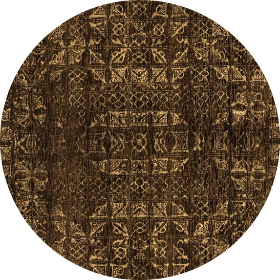 Ahgly Company Indoor Round Abstract Orange Modern Area Rugs, 7' Round