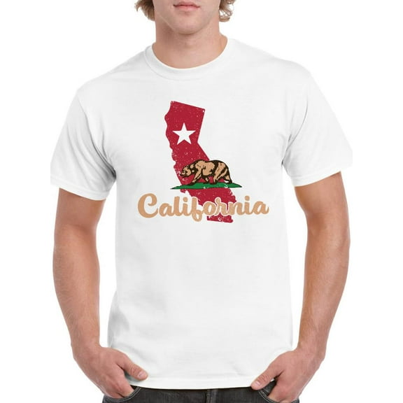 Smartprints Mens Graphic Tee - California Bear State - Regular Fit 100% Cotton