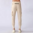 thumbnail image 4 of OSOLU Solid Color Men's Pocket Stretch Woven Running Training Leg Cinching Drawstring Work Pants Sports Sweatpants Trousers Everyday Comfort Versatile Bottoms, 4 of 4