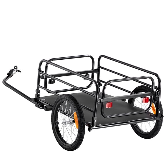 Heavy-Duty Folding Bike Trailer, 16" Wheels with Quick-Release Hitch for 22-28" Bicycles, Compact Cargo Cart with Safety Reflectors, 160 lb Capacity.