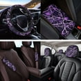 thumbnail image 4 of HUIACONG Purple Tree Branch Camo Seat Covers for Trucks Full Set Universal Car Accessories 14 Pcs Including Steering Wheel Cover Seat Belt Covers Arm Rest Cover Coasters Headrest Cover Keychain, 4 of 5