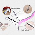 thumbnail image 3 of Two-Step Corkscrew Wine Opener with Built-In Foil Cutter and Bottle Opener- Pink, 3 of 4