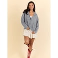 thumbnail image 4 of Flag Print Cardigan Casual Loose Long Sleeve V-Neck European and American Sweater Chunky Cardigan Grey L, 4 of 8