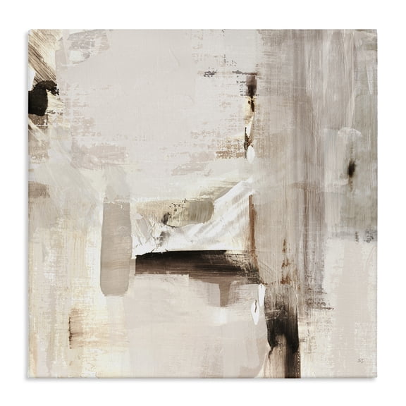 Stupell Industries Neutral Tone Abstraction Abstract Painting Wrapped Canvas Art Print Wall Art, 17 x 17