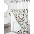 thumbnail image 3 of No Hook Shower Curtain with Snap-in Liner, Aqua Grey Botanical Waterproof Fabric Bathroom Curtains, Rustic Country Spring Floral Summer Leafv Bath Curtains & Mesh Top Window Narrow 36"x78", 3 of 9