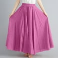 thumbnail image 5 of Plus Size Skirts for Women Solid Color Elastic Waist Maxi Skirt Linen Flowy Long Skirt Solid Color Summer Skirts Holiday Costume Going Out, 5 of 5