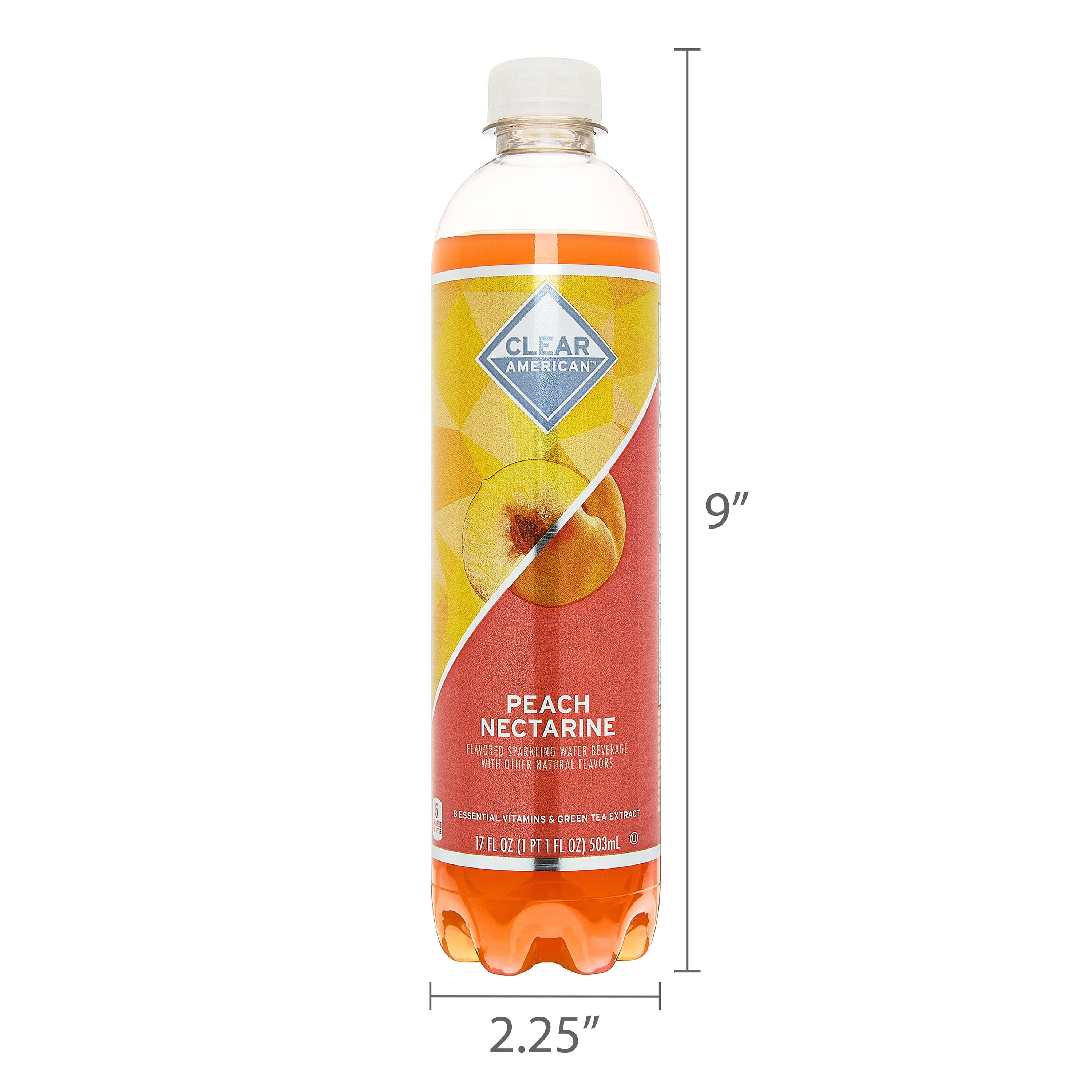 (6 pack) Clear American Peach Sparkling Water, 17 fl oz