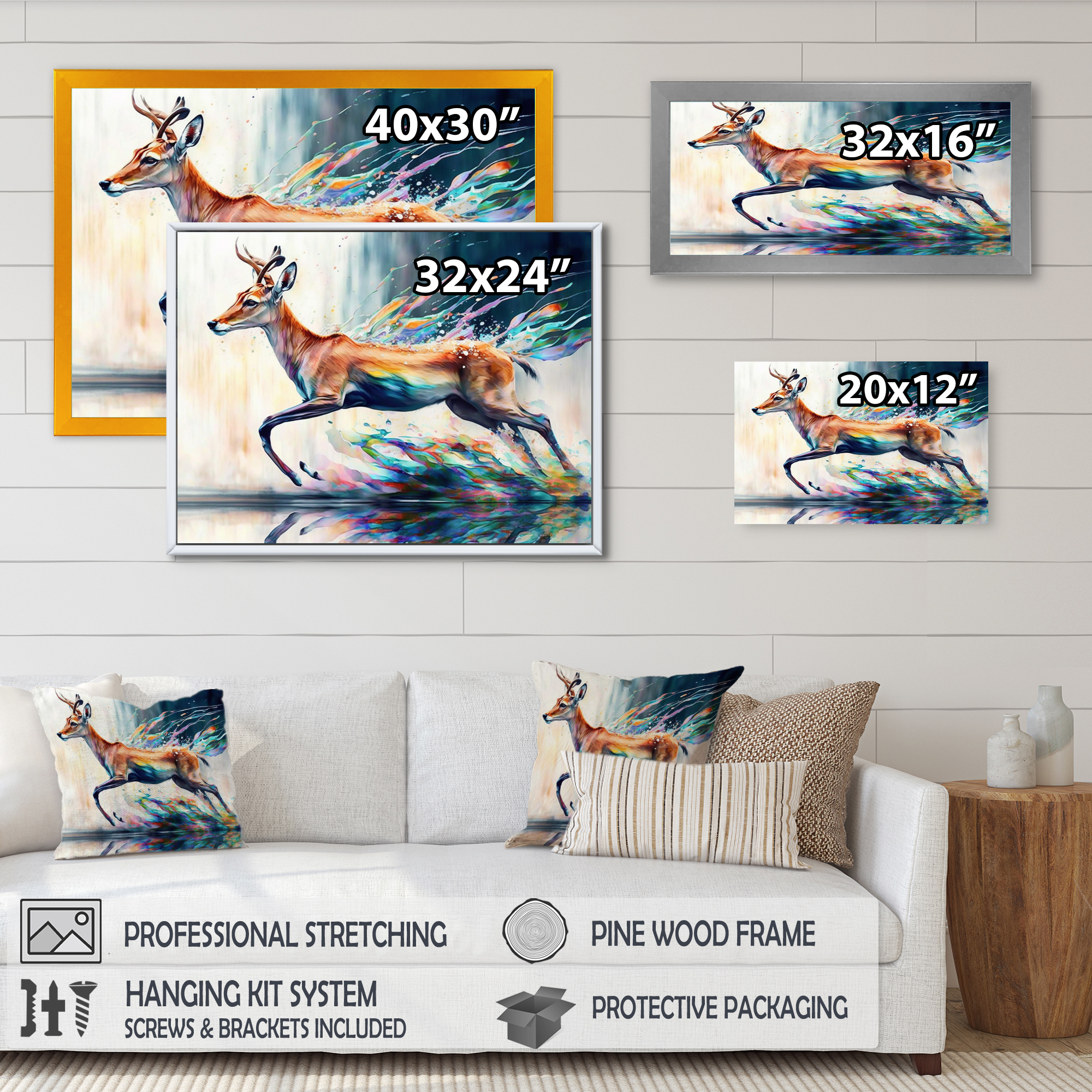 Designart Deer In The Wild Canvas Wall Art