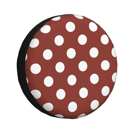 Gaeub Maroon And White Polka Dot 14-17in Tire Cover Spare Tire Cover for Camper Caravan Trailer Car Truck SUV Jeep-15 inch