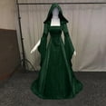 thumbnail image 3 of Halloween Costumes for Women, Medieval Gothic Hooded Dress, Lace Up Corset Waist Renaissance Costume, Vintage Long Sleeve Cosplay Gown for Halloween, Renaissance Fair & Themed Parties, 3 of 5
