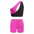 thumbnail image 4 of Hansber Kids Girls Cheerleading Outfit Gymnastics Dance Performance Sleeveless Crop Top with Shorts Set Hot Pink 10, 4 of 6
