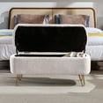 thumbnail image 4 of HSUNNS 40″ Upholstered Storage Ottoman Bench for Bedroom End of Bed, Bedroom Bench with Metal Legs and Padded Seat, Modern Entryway Bench for Bedroom, Living Room, Ivory, 4 of 11