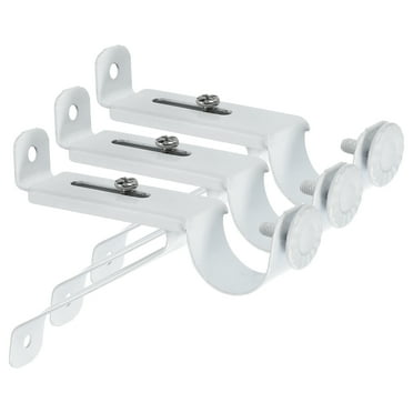 3Pcak Curtain Rod Brackets, Drapery Hanging Rod Holders Home Office, White