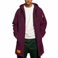 thumbnail image 5 of Trench Coat Men Zip Up Hooded Mid Length Windrbreaker Jackets (Wine S), 5 of 6