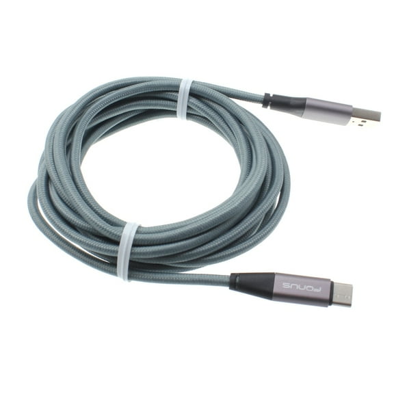 Type-C 10ft USB Cable for LG V40 ThinQ - Charger Cord Power Wire USB-C Long Braided Fast Charge Sync Gray K3J