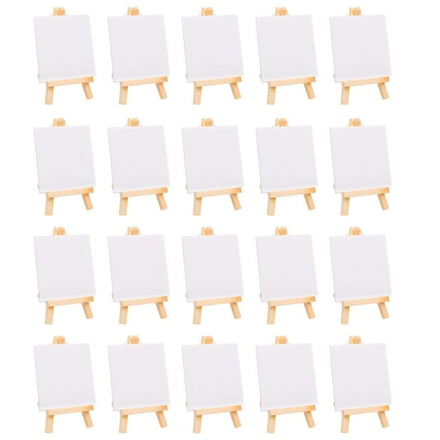 20Pcs Mini Canvas Drawing Board with Easel, Painting Canvas Panel, Suitable for Art Painting Party Supplies