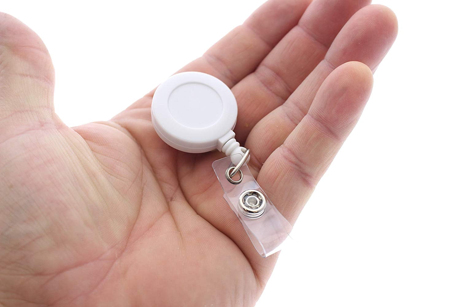 Bulk 100 Pack - Premium Retractable ID & Key-Card Badge Reels with Secure Metal Belt Clip and 34” Pull by Specialist ID (White)