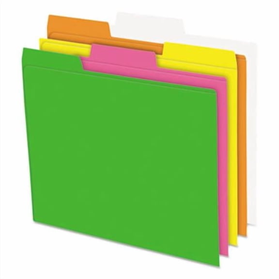 Pendaflex 40523 1/3 Cut Tab Letter Size Glow File Folders - Assorted Colors (24/Pack)