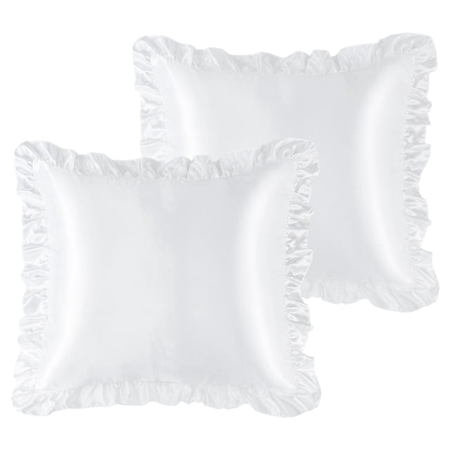 Unique Bargains Retro Satin Ruffle Pillowcases Envelope Closure 2pcs