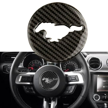 Mustang Deluxe Steering Wheel 1 Pc Brand New Carbon Fiber Steering Wheel Decor Trim Sticker Cover ford mustang Cap For Ford Mustang 15-17 ()