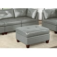thumbnail image 2 of Genuine Leather Grey Color Tufted 6pc Modular Sofa Set 4x Corner Wedge 1x Armless Chair 1x Ottomans Living Room Furniture Sofa Couch, 2 of 9