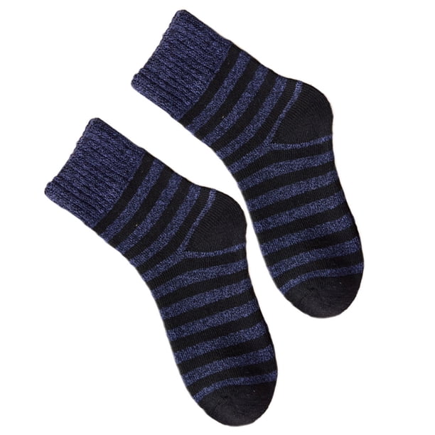 Calcetines de invierno Minnieouse 5 pares para hombre media pantorrilla Rayas azul marino