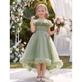 thumbnail image 5 of IBTOM CASTLE Kids Girls Princess Dress Mesh 3D Flower Ruffle Tulle Dress Flower Girl Dress Birthday Party Dress Bowknot High-low Hemline Decor Green, 5 of 7