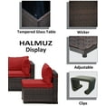 thumbnail image 6 of Kullavik Outdoor Patio Furniture Set 7 Pieces Sectional Rattan Wicker Furniture Sofa Set Patio Conversation Set with Tempered Glass Table and Seat Cushion,Red, 6 of 8