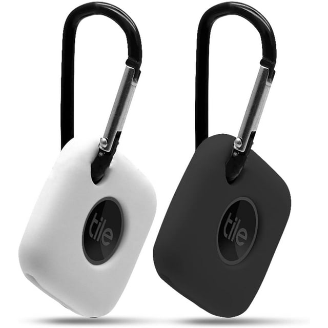 (2 Pack) CPDD Silicone Case Compatible for Tile Mate 2022 with Keychain, Anti-Scratch Lightweight Soft Protective Sleeve Skin Cover for Tile Mate Tracker 2022 (Device Not Included), Black, White