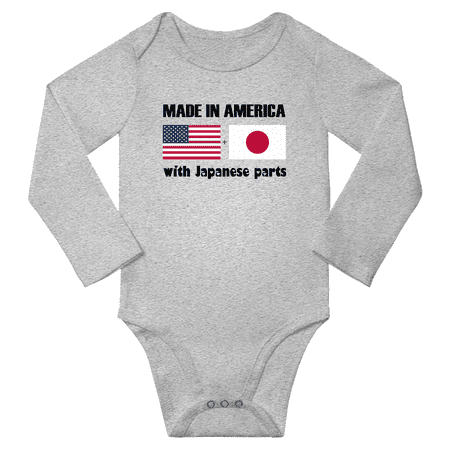 

Made in America With Japanese Parts Baby Long Sleeve Bodysuit (Gray 24 Months)