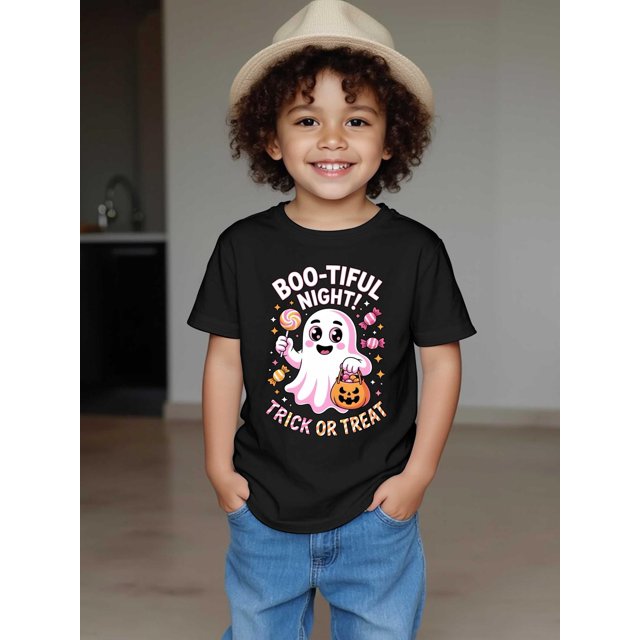 Halloween T-shirt - Short Sleeve Round Neck Casual Playful Party Outfit with Bats, Pumpkins & Ghosts - Soft Breathable Fabric for Trick--Treat & Casual Attire - Easy Care ' Apparel