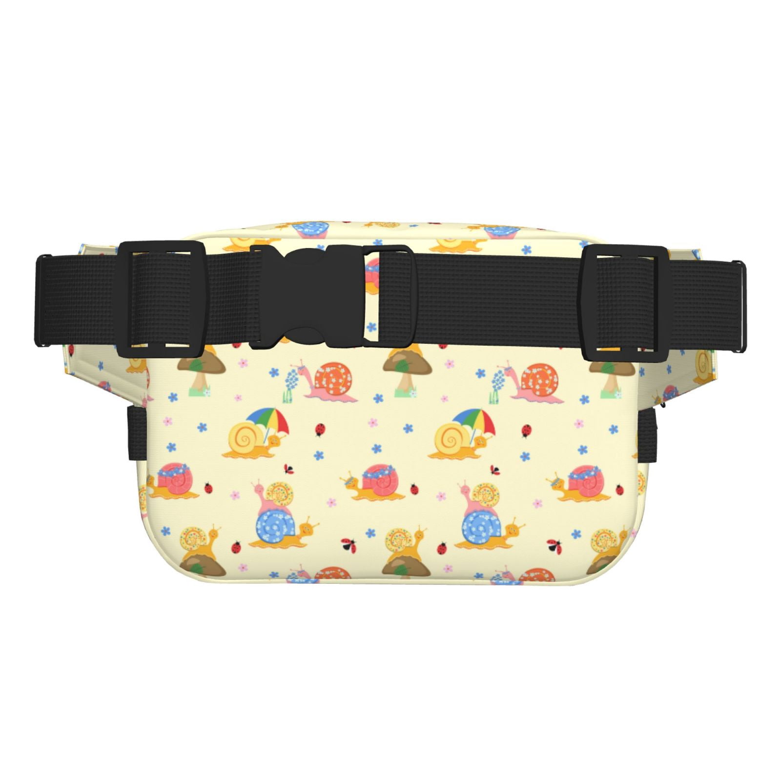 Picia Colorful Cartoon Snail Print Square Double-Layer Waist Bag Mini Adjustable Waist Belt Bag Exercise Running Travel Hiking