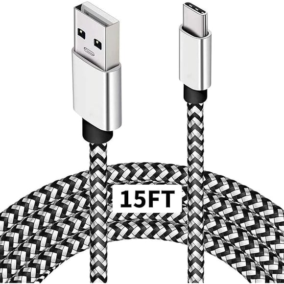 xixishop Type C Charger Cable,15FT Long USB A to C Cable Compatible with Google Pixel 4 XL,Samsung S10 S9 Plus S8, Galaxy Note 10, LG V30, Braided Charging Fits Nintendo Switch MacBook Wall Charger