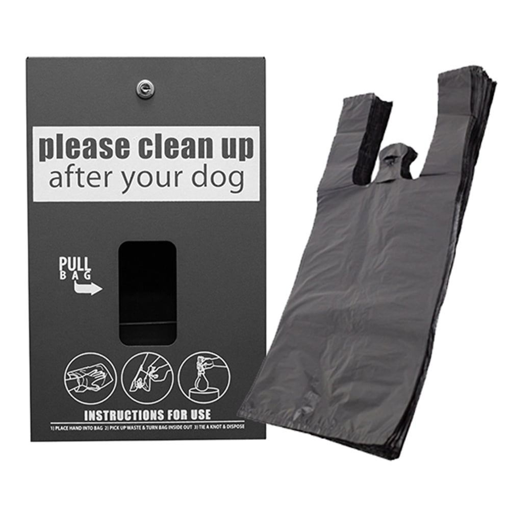 Standard Low Profile Dog Waste Station / EZ_Tie Hanging Bag System_Square Can(Matte Black)