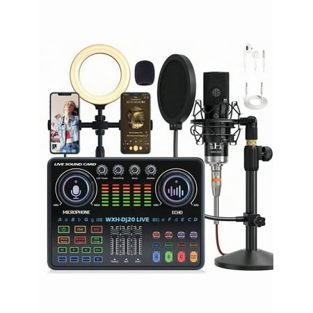 Podcast Equipment Bundle Audio Mixer All-In-One Podcast Production Studio With 3.5mm Microphone For Live Streaming, Podcast Recording, PC, Smartphone, DJ MaonoCaster Lite (AU-AM200-S1)