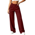 thumbnail image 3 of Women's Wide Leg Sweatpants, Durable & Long-Lasting Elastic Waist Casual Sweat Pants with Front Pockets for Winter Daily Lounge Streetwear | TruBelle,Wine L, 3 of 7