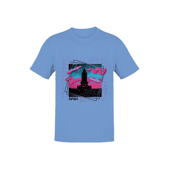 Officially Licensed Nasa Retro Neon Rocket Launch Design Men's T-shirt
