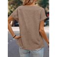 thumbnail image 3 of Tops Dokotoo Summer para mujer, moda, manga corta, color caqui oscuro, 3 of 7