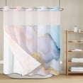 thumbnail image 6 of No Hook Shower Curtain with Snap in Liner, Abstract Marble Stone with Gold Stripe Waterproof Fabric Bathroom Curtain Mesh Top Window, Pink Blue Ombre Agate Texture Shower Curtains 72x72in, 6 of 9
