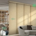 thumbnail image 1 of Yoolax Motorized Panel Track Blind Work with Remote Control Smart Light Filtering Vertical Blinds Electric Large Window Shade for Patio Sliding Door(Half Shading Wooden Beige,100"W x 84"H), 1 of 7