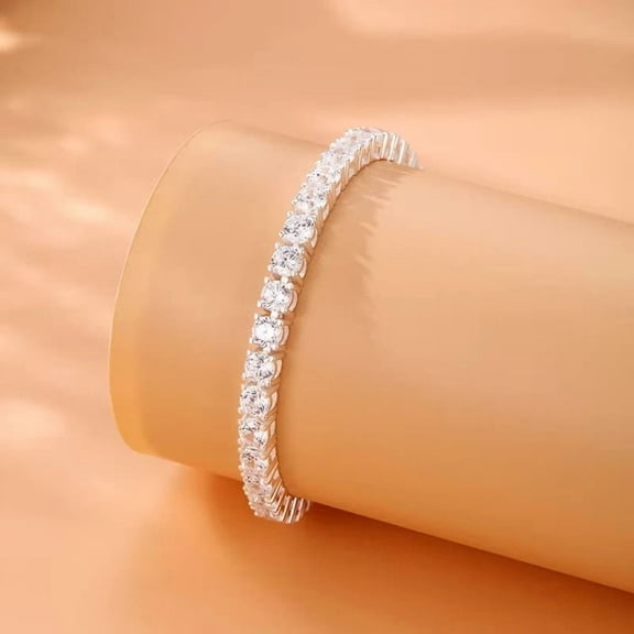 Radiant Jewelry 4mm D/vvs1 Real Moissanite 14k White Gold Plated 7inch Tennis Bracelet