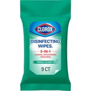 Clorox Disinfecting Cleaning Wipes To Go Pack, Bleach Free, Fresh Scent, 9 Count