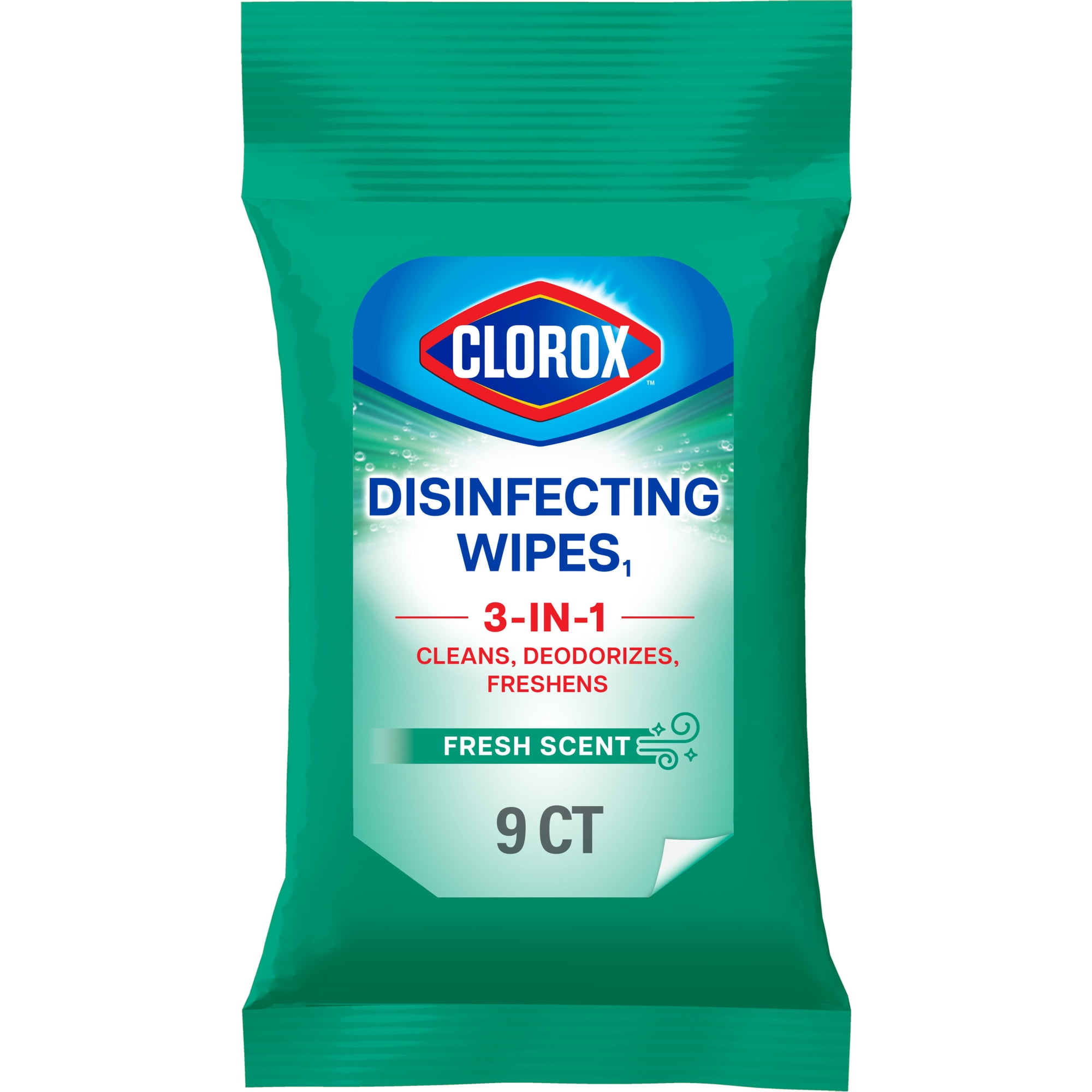 Clorox Disinfecting Cleaning Wipes To Go Pack, Bleach Free, Fresh Scent, 9 Count
